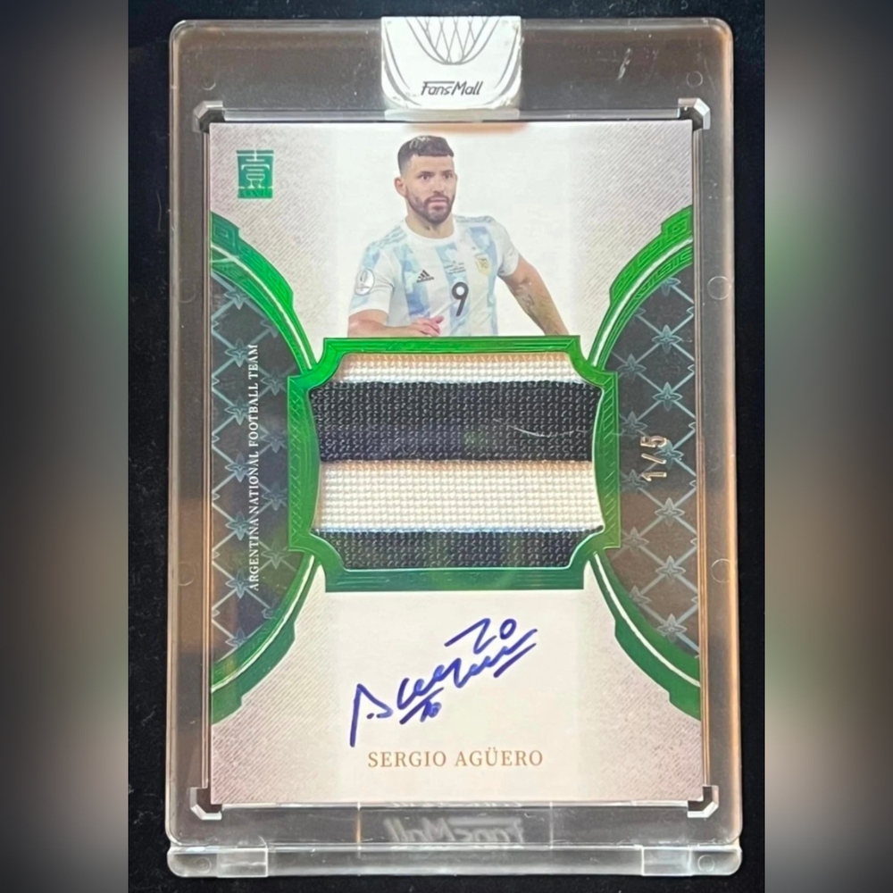 Sergio Kun Aguero 2022 Fansmall One Argentina Patch Auto On Card Green 1/5